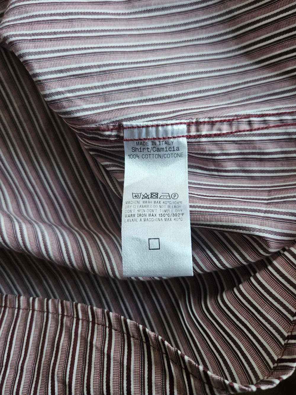 Tom Ford Gucci Men’s Burgundy and White Striped Dress Shirt